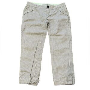 Joe’s cropped cotton linen pants cream with loose stripes size 28